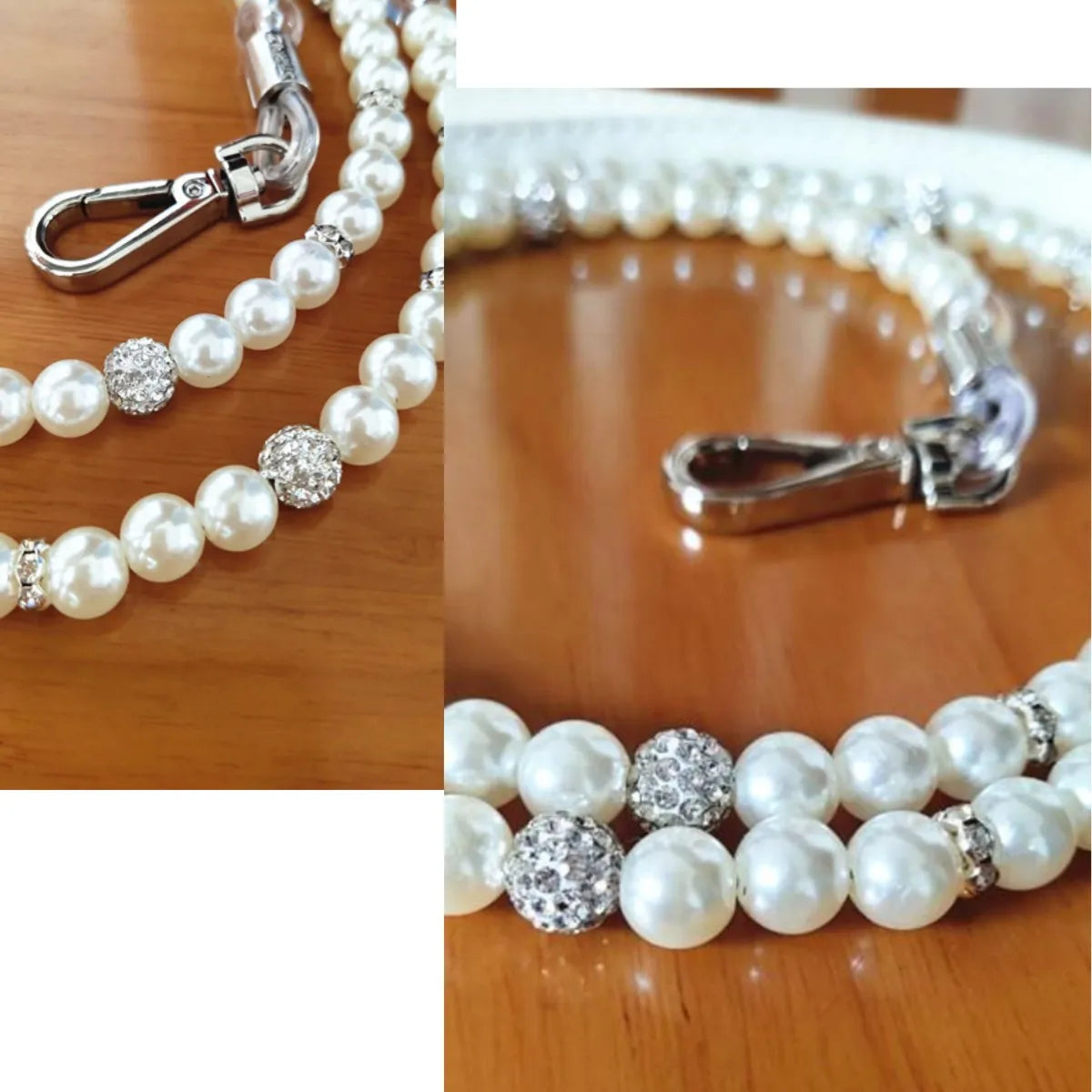 Luxury Imitation Pearls Diamond Ball Pet Dog Chain Leash  Walking Jogging Leads Leashes For Small Medium Size Dog Cat Lead
