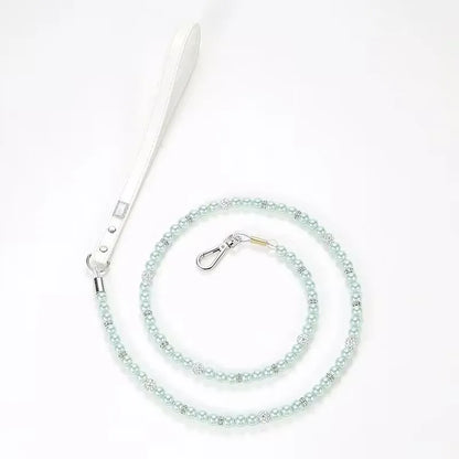 Luxury Imitation Pearls Diamond Ball Pet Dog Chain Leash  Walking Jogging Leads Leashes For Small Medium Size Dog Cat Lead